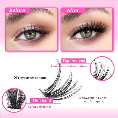 Werupec 800 Pcs D Curl Lash Clusters Kit - DIY Wispy Volume Eyelash Extensions