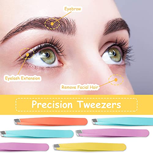 Maitys 30-Piece Stainless Steel Slanted Tip Precision Eyebrow Tweezers