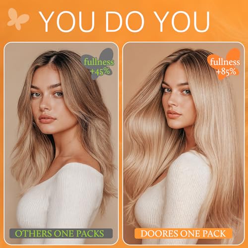 DOORES Clip in Hair Extensions Human Hair Extensions, Balayage Dark Brown to Chestnut Brown 120g 7pcs 18 Inch Real Human Hair Extensions Clip in Straight Remy Silky Weft