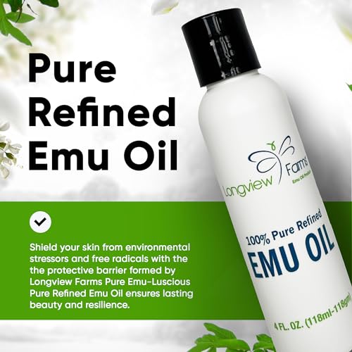 Longview Farms 100% Pure Emu Oil - Natural Hydrating Hair & Body Oil, 0.5 oz