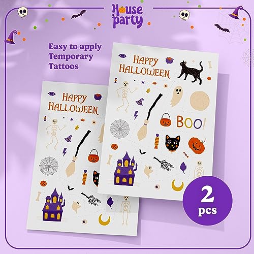 Glow in the Dark Halloween Tattoos for Kids - Waterproof Party Favors & Decorations