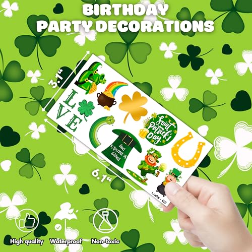Lucky Irish Shamrock Temporary Tattoos for Saint Patrick's Day & Birthday Parties