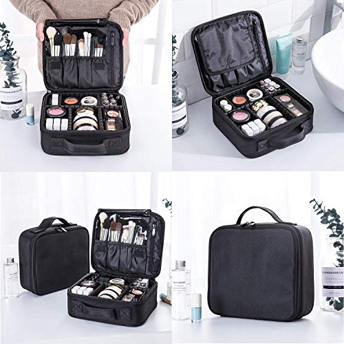 Bvser Black Travel Makeup Case & Organizer Bag with Dividers