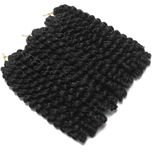 12 Inch Jamaican Bounce Crochet Hair - 3 Packs (1B) Synthetic Curly Extensions
