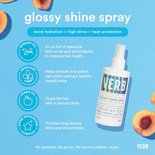 Verb Glossy Shine Spray | Hydrating Heat Protectant for Hair