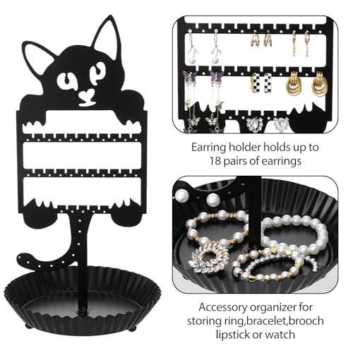 Cat Earring Holder - Cute Jewelry Organizer with 36 Holes for Studs & Dangles