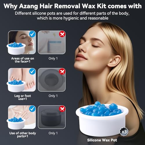 Azang Nose Wax Kit Men 100g Hard Wax Beans with USB & Temperature Control – Black, 3.53 oz