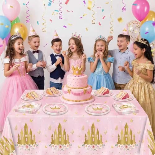 41PCS Princess Birthday Party Supplies Set - Pink Floral Tableware