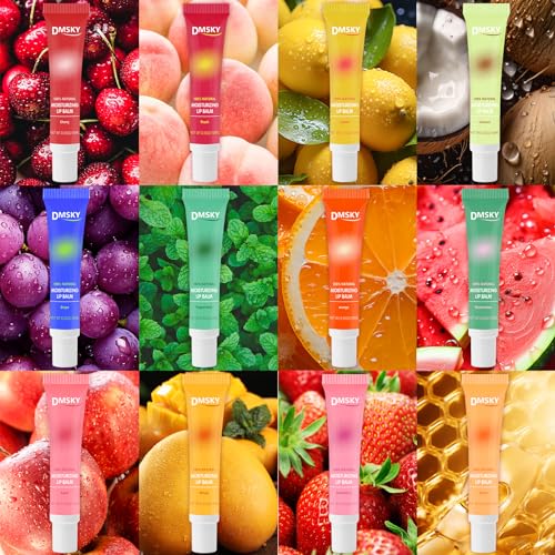 Dmsky 12 Pack Clear Lip Gloss Set Non-Sticky Hydrating Flavors Bulk