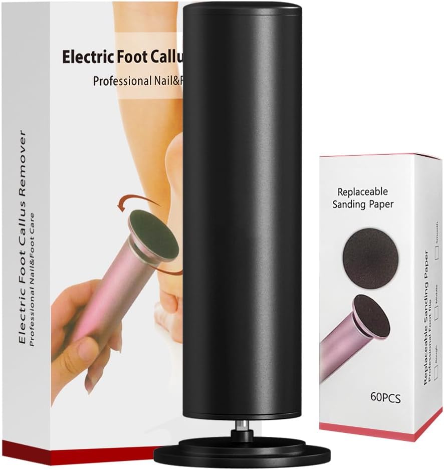 Electronic Foot File | Callus Remover for Effortless Dead Skin Removal - Includes 60 Sandpaper Discs for Smooth Skin