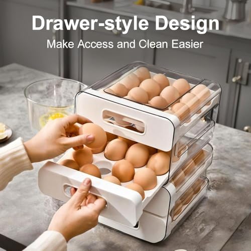 Koja 32-Egg Stackable Fridge Organizer with 2 Drawers - BPA-Free