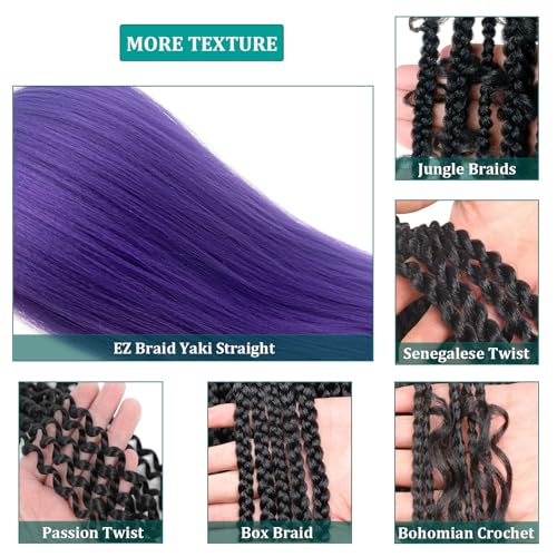 Dark Purple Boho Braiding Hair - 26 Inch Pre-Stretched (Pack of 5)