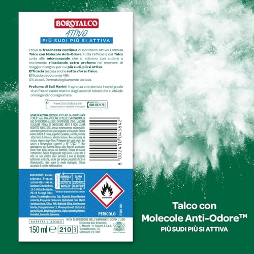 Borotalco Active Blu Roll-On Deodorant 50ml Made in Italy