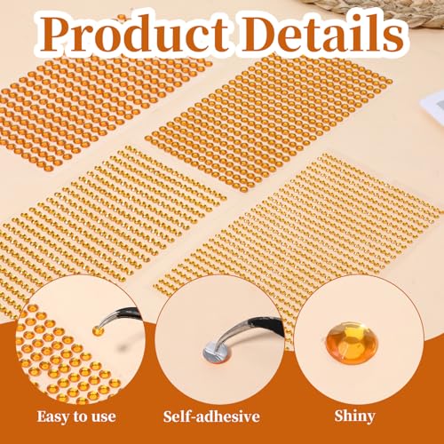 Yellow Rhinestone Stickers - 1792 Self-Adhesive Gems for DIY Craft