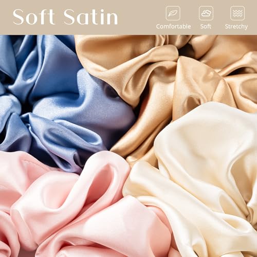 Lolalet 4-Pack Oversized Satin Scrunchies for Thick and Curly Hair
