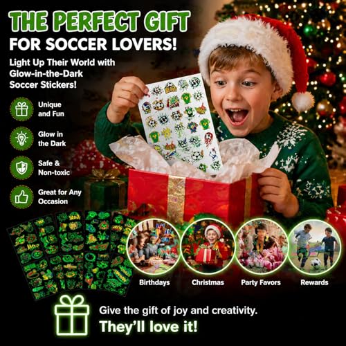 Glow in The Dark Soccer Temporary Tattoos for Kids Party Favors 76PCS