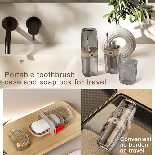 2-Piece Travel Toothbrush and Soap Case Set - Leakproof Portable Holder