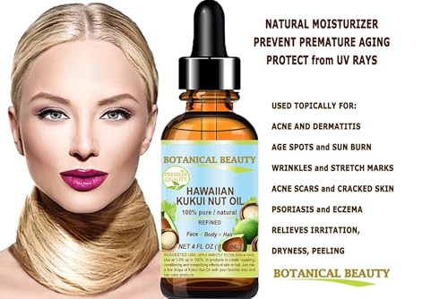 Botanical Beauty 100% Pure Cold-Pressed Hawaiian Kukui Nut Oil, 1 Fl Oz