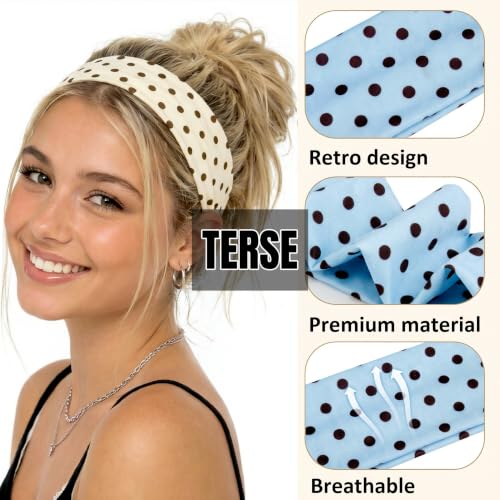 Polka Dot Headbands for Women - 6PCS Retro Y2K Hair Accessories