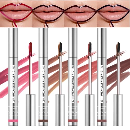 BANGFENG 4Pcs Waterproof Peel Off Lip Liner Stain Set - Long-Lasting, Smudge-Proof, Vegan Matte Tint
