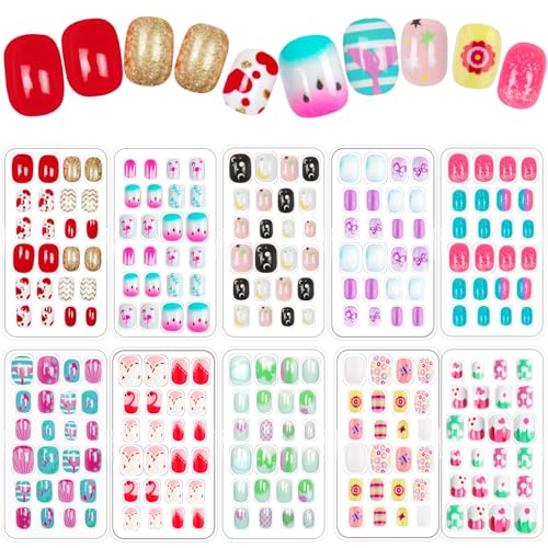 Chic Fake Nails for Kids - 240 Pieces Press-On Nail Tips Set