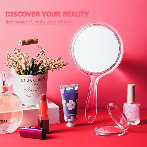 Jetec 12 Pcs Double-Sided Handheld Mirror, 1X/2X Magnifying, Clear Frame, Travel Gift