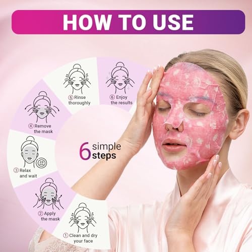 VIABEAUTY 24 Pack Collagen & Hyaluronic Acid Face Masks - Rejuvenating Skincare Sets