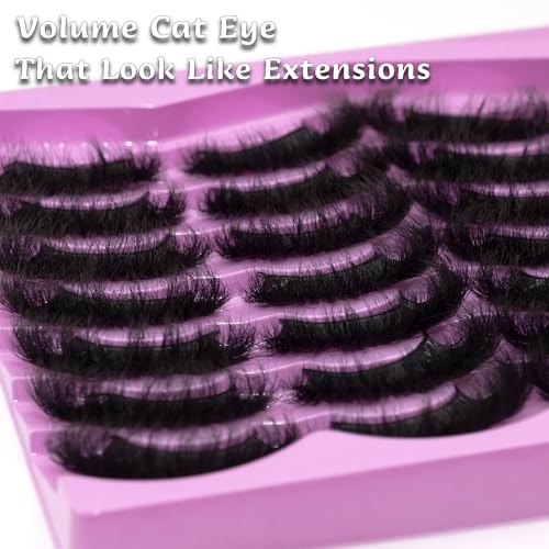 LEAFMOON Volume Cat Eye Faux Mink Lashes 20mm 8D D Curl 14 Pairs - E14p