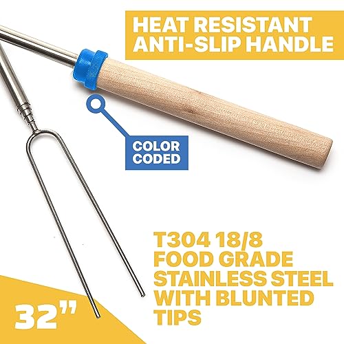 Grill Guru 32" Stainless Steel Marshmallow Roasting Sticks - 10 Pack