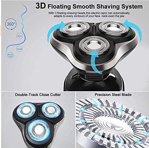 Electric Razor for Men - Waterproof Rechargeable Shaver with Nose Hair & Sideburn Trimmer | Cordless Wet/Dry Use