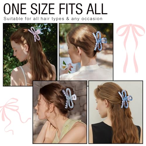 Jayongnee Bow Hair Claw Clips - 3 Pack Butterfly Acrylic Clips for Women