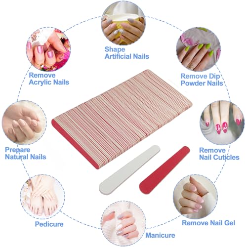 AhaTopia Mini Nail Files - 100 Pack Double-Sided 180/240 Grit