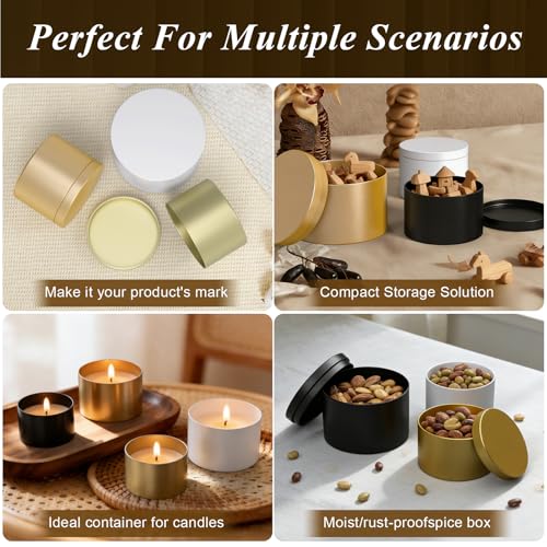 8oz Black Candle Tins with Lids - Heavy-Duty Metal Containers (10-Pack)