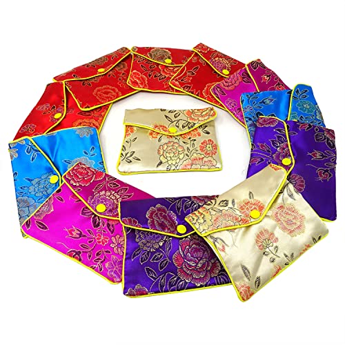 Honbay 12PCS Jewelry Silk Pouch Bags with Zipper Closure