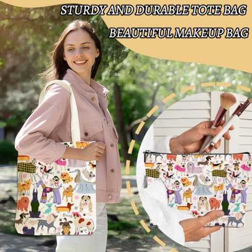 Aesthetic Dog Mom Gifts - Canvas Tote & Makeup Bag Set (Animal 63)