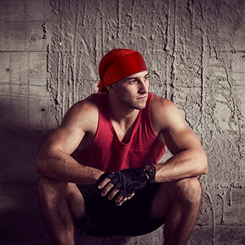 Men's Velvet Durags with Long Tail - 4 Pack (Black, Red, Blue, Green)