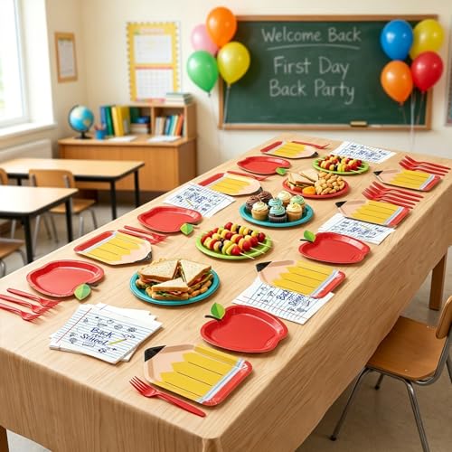 Back to School Dinnerware Set - 100 Pcs Graduation Plates & Napkins