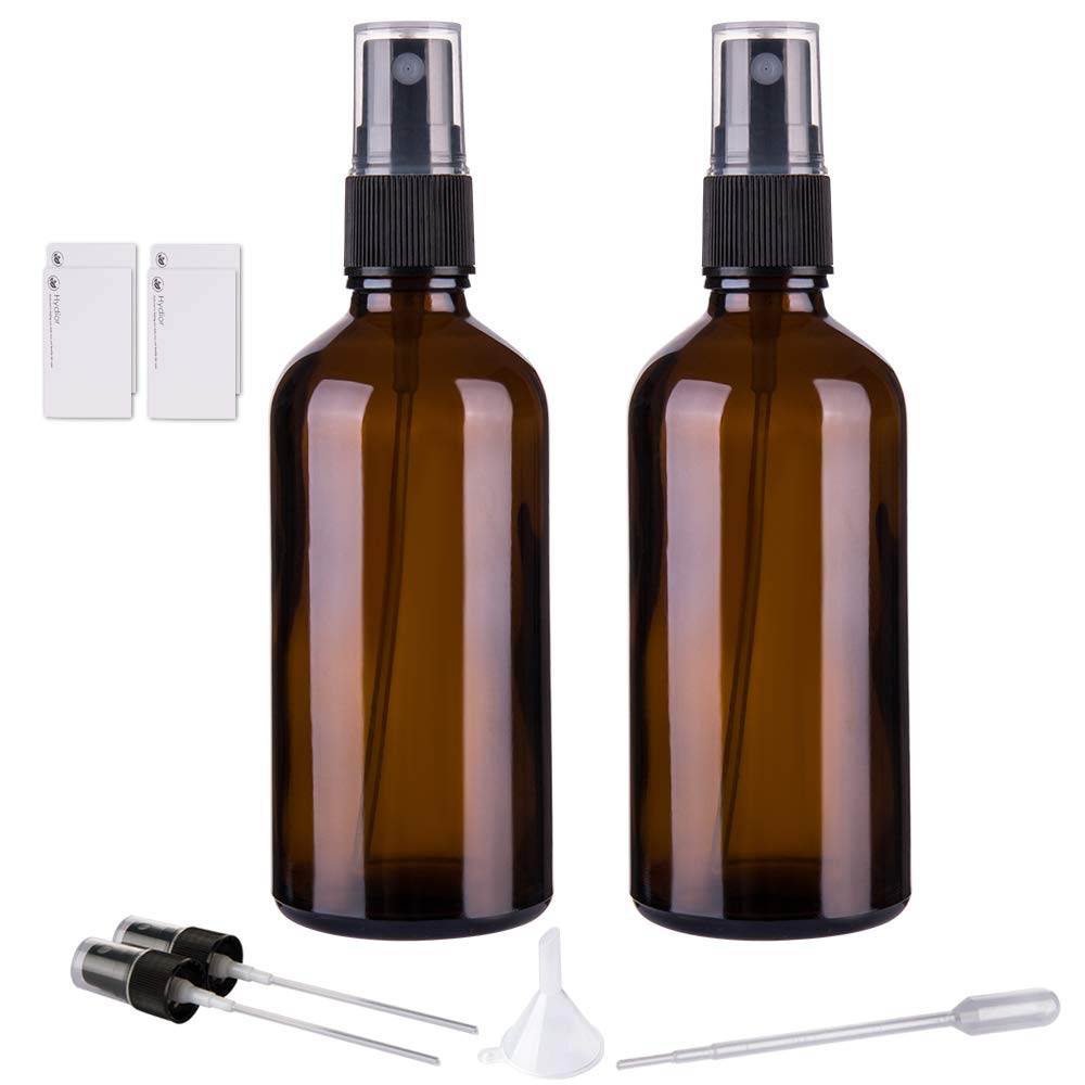 Amber Glass Spray Bottles for Essential Oils - 4oz Fine Mist Spray Bottle | 2 Pack