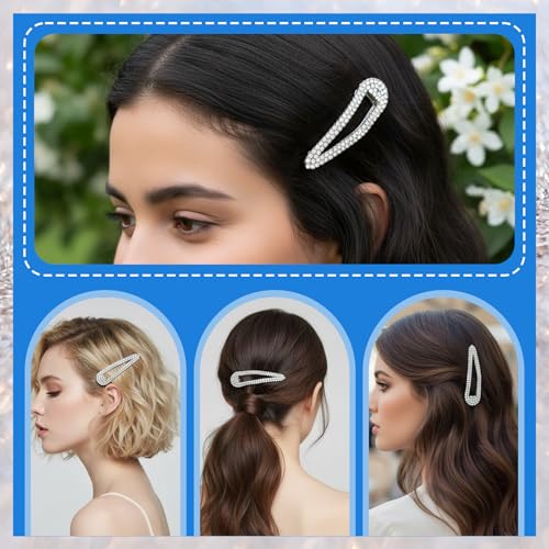 4PCS Rhinestone Hair Clips - Dazzling Crystal Snap Barrettes
