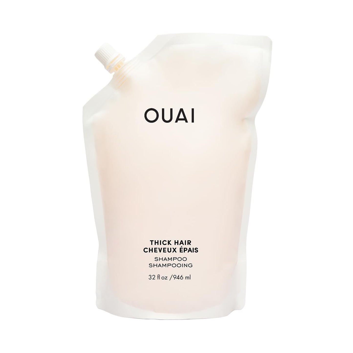 OUAI Thick Hair Shampoo - Hydrating Shea Butter Formula for Full, Frizzy Hair - 32 Oz Refill with Marshmallow Root, Avocado Oil & Keratin