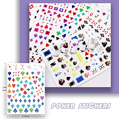 Penugo Poker Self-Adhesive Nail Art Stickers - Playing Card Pattern, Manicure Decals