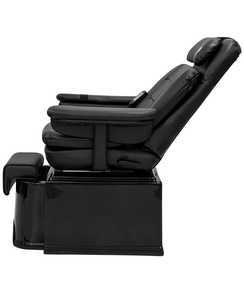 Pibbs PS92 No Plumbing Pedicure Spa Chair with Footsie Bath & Disposable Liners, Reclining Swivel Vibration Chair, Adjustable Footrest & Durable Fiberglass Base, Black, 57"x33"x16", PIB-PS92