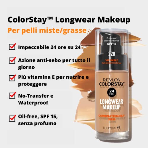 Revlon Colorstay 24H Oil-Free Foundation 250 Fresh Beige, Long-Lasting Makeup for Oily & Combination Skin