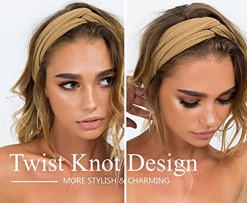 Huachi Women's Boho Twist Knotted Headbands - 8 Pcs Non-Slip Hair Accessories