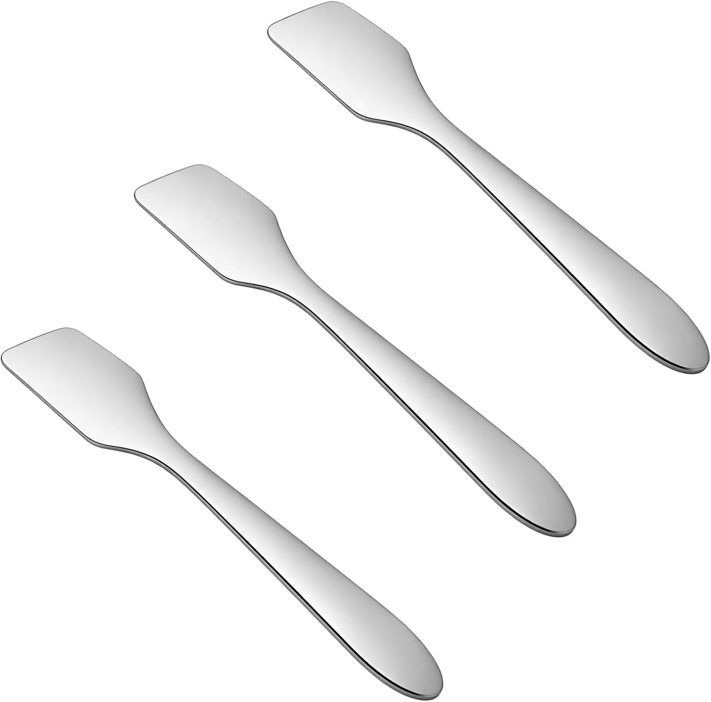 Mini Metal Makeup Spatula Set - 3 Reusable Cosmetic Cream Applicators | Silver Skin Care Tools for Mixing & Sampling