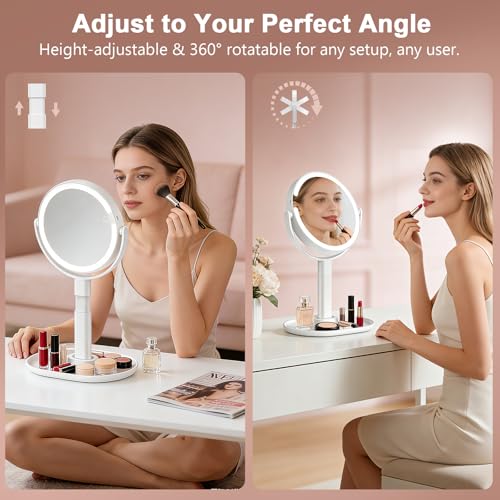 GONOBLE 7-Inch Rechargeable Lighted Makeup Mirror with 10X Magnification