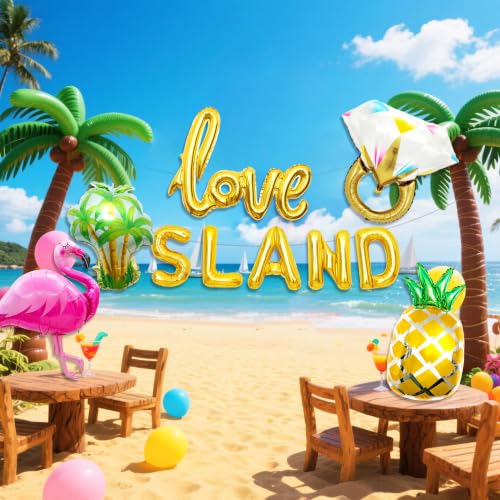 Tropical Island Bachelorette Balloons Set - Flamingo, Pineapple & Ring