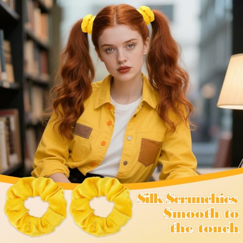 YISSION Yellow Velvet Hair Scrunchies - 2 Pack for Women & Girls