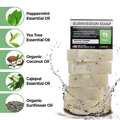 Gold BJJ Submission Soap Classic Tea Tree - 2-Pack Natural Bar for Jiu Jitsu & MMA