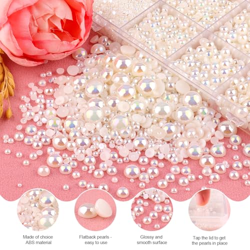 11000Pcs Flatback Pearls Kit with B7000 Glue, Assorted Sizes 2-10mm Beige AB